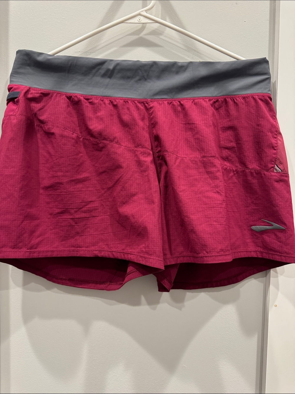 Brooks Women's Athletic Shorts - Magenta with Gray Waistband